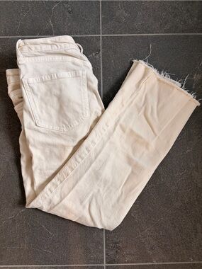 Zara Cream Raw-Hem Jeans